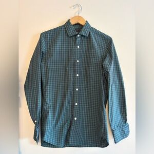 J Crew Mens Plaid Blue Green Collared Button Down Shirt Medium